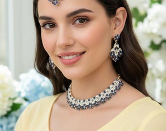 Indiano Bollywood Girocollo Set / Collana Sposa Perla Placcato