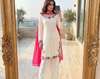 Designer Roman Glass Indian Womens Sharara Suit, Heavy Embroidery Indian Clothes Palazzo Set Indian Suit Pakistani Suits Sabyasachi