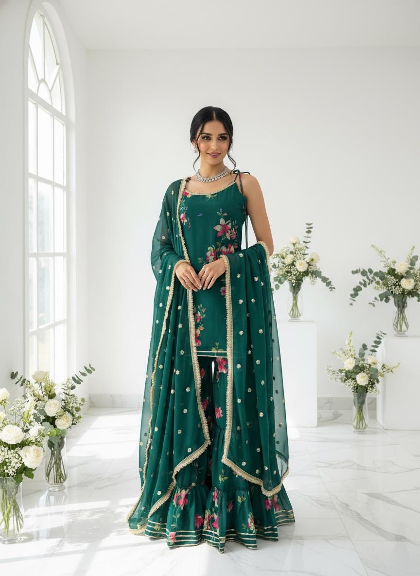 green green dress deleted scene Rang Bottle Green Sharara Set – Affroz.com