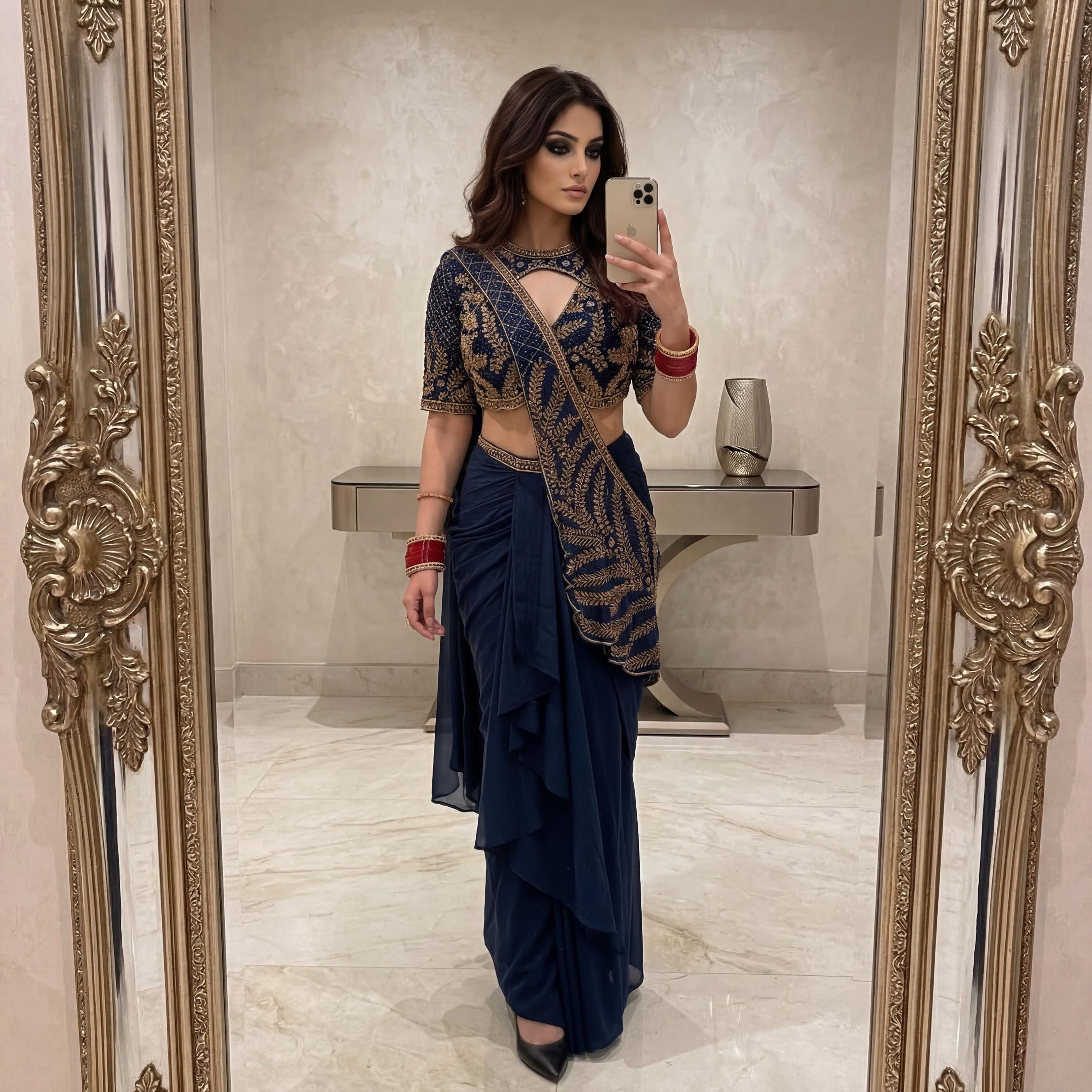blue indo western dress for women Women Blue Indo- Western Dress main image 1