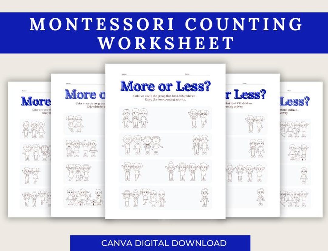 How Many More Or Less Math Worksheet More or Less Math Worksheets: Counting Practice (printable PDF) - Etsy
