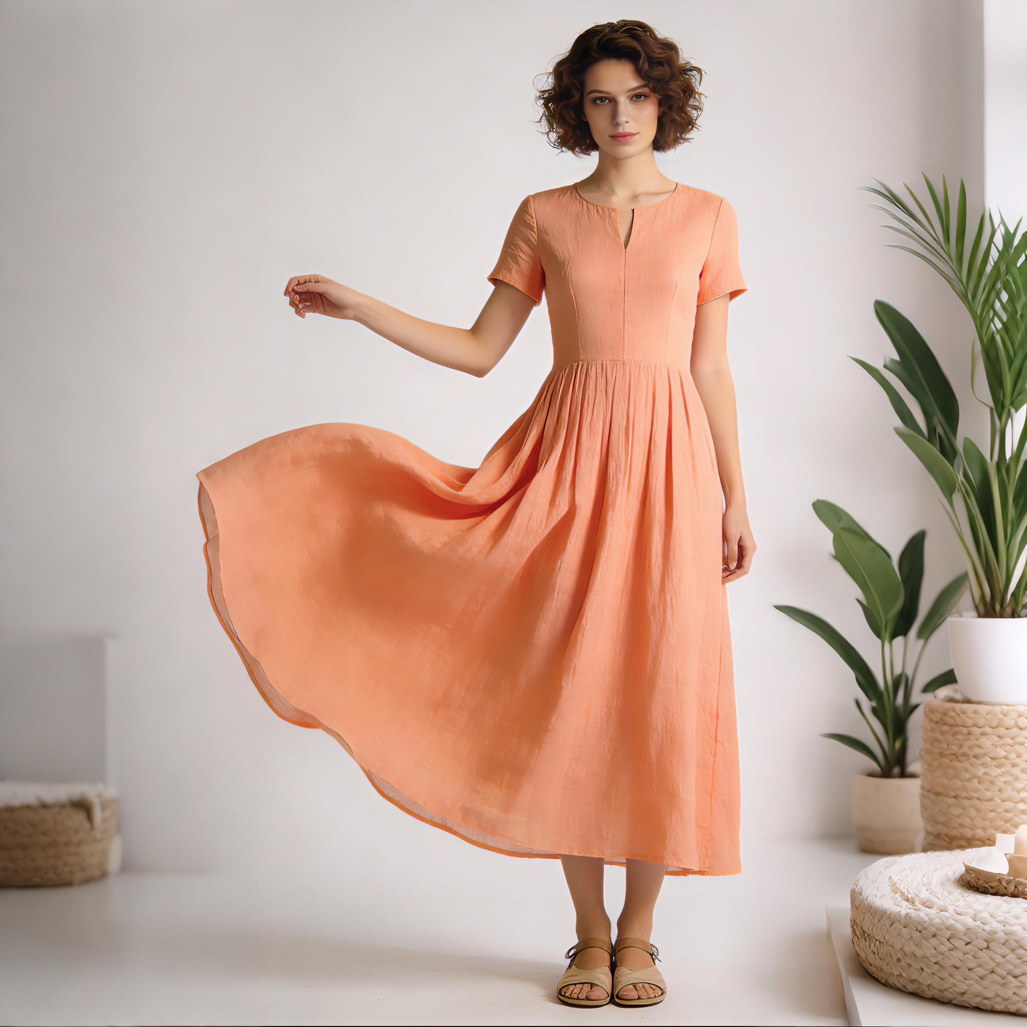 Coral Flowy Dress - Etsy