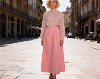 Linen Midi Skirt for Women,  Fall Winter Skirt, Long Skirt, A-Line Skirt, High-Waisted Skirt, Minimalist Skirt, Custom Plus Size Skirt