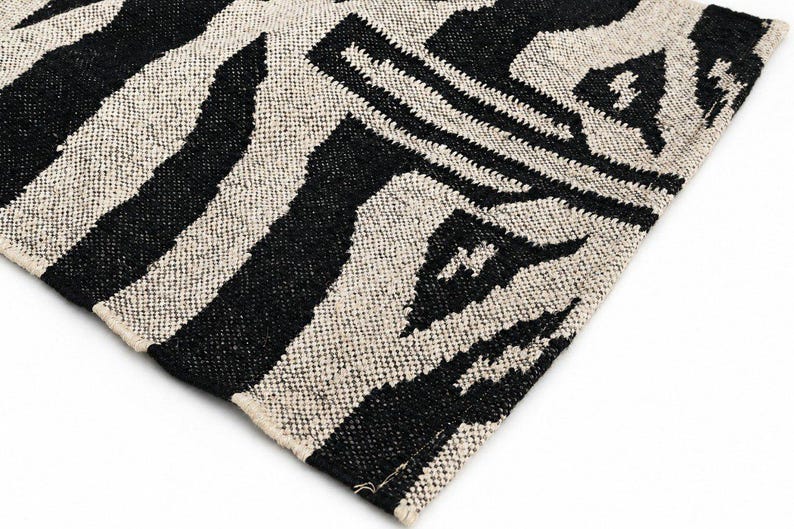 Textile Rug Pattern Textures Black White Runner Rug, Zebra Stripe Tribal Pattern, Handwoven Wool ...