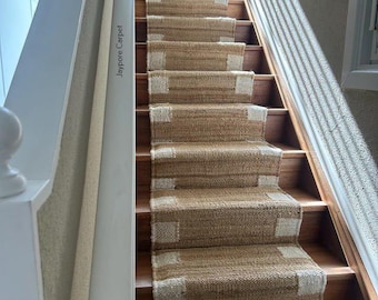 Handgeknüpfter Hanf-Treppenläufer, geflochtener Jute-Läufer für Flur, Küche, Eingangsbereich, Boho-Lila Wohnzimmer, umweltfreundlicher Teppich