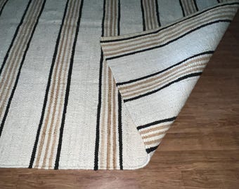 Handwoven Jute AREA RUG-Bohemian Striped Living/bedroom Rug, Eco Friendly Sustainable Extra Large Hemp Rug, Custom Rug