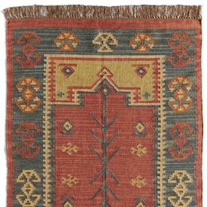 8x10 Wool Jute Kilim Rug, Oriental Rug, Custom Size Wool Rug, Vintage Area Rug, Boho Jute Rug, Handmade Wool Jute Rug, SOUTHWESTERN RUG