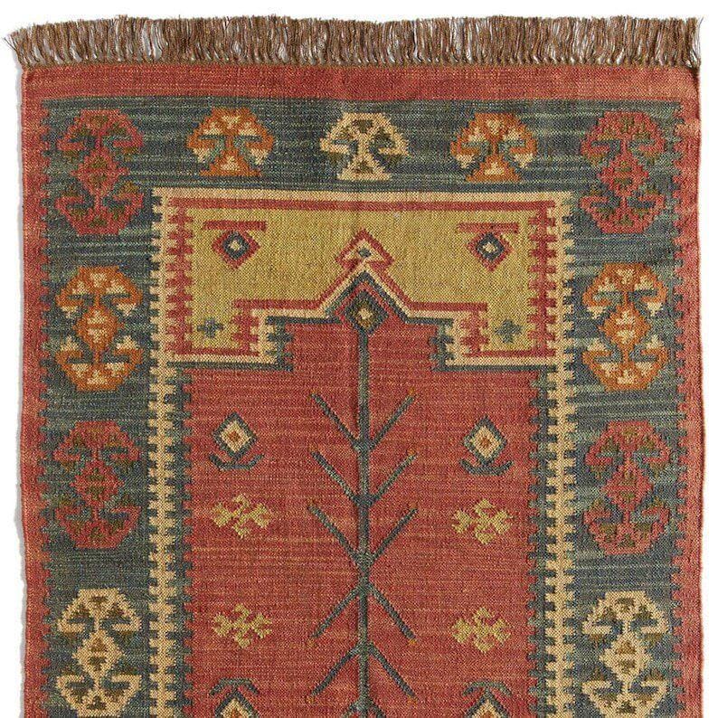 Wool and Jute Rug Handmade, Kilim Dhurrie Rug, Traditional Indian/WOOL JUTE RUGS, Kilim Wool and Jute Rug Handmade Kilim Dhurrie Rug gift