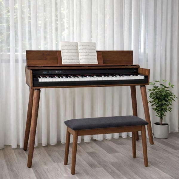 Solid Wood Large Piano Stand , Mid Century Modern Digital Piano  Keyboard Table, Kids Piano Desk