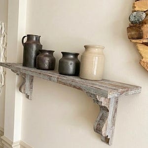 Solid Wood Farmhouse Shelf with Rustic Brackets, Handmade Floating Shelf, Kitchen Bathroom Shelves, Radiator Shelf