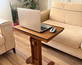 Mid-Century Modern Solid Wood Walnut Laptop Table, Adjustable Height Laptop Desk, Portable & Foldable Laptop Stand,  Home Office