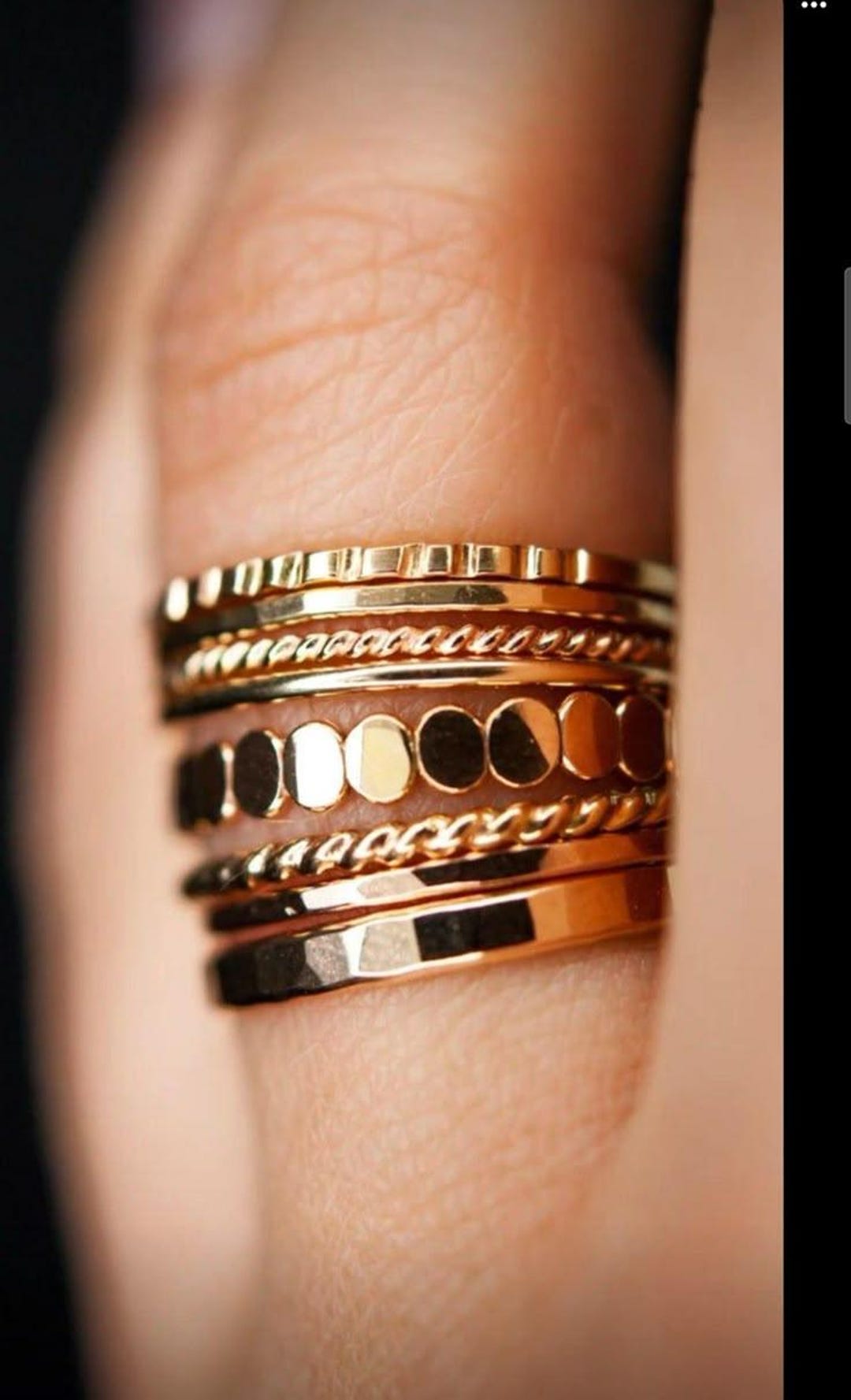 Set of 8 Sterling Silver Stacking Rings, Thin & Thick Rings, Hammered ...