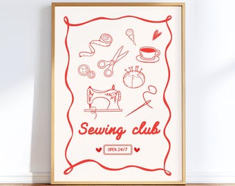 Sewing Room Art Print: Sewing Essentials Decor Wall Poster (Digital Download)