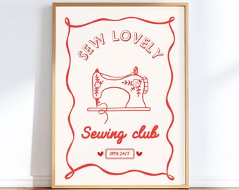 Sewing Room Art Print: Sewing Club Decor Wall Poster (Digital Download)