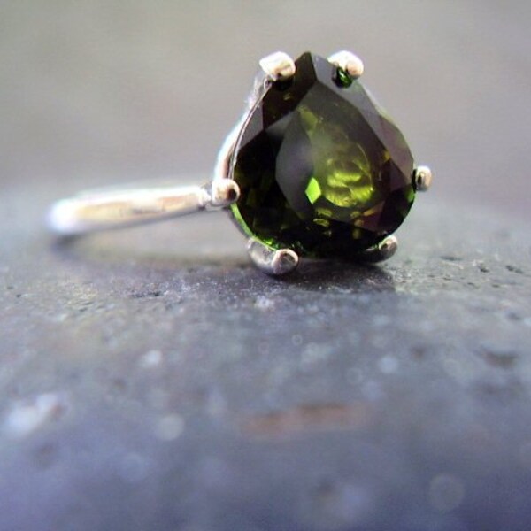 Green With Envy - Genuine Tourmaline - Pear Cut Ring