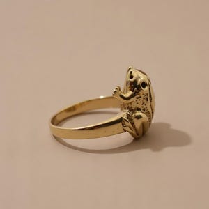 Handmade Brass Frog Ring, Artisan Animal Jewelry, Woodland Whimsy, Adjustable Fit