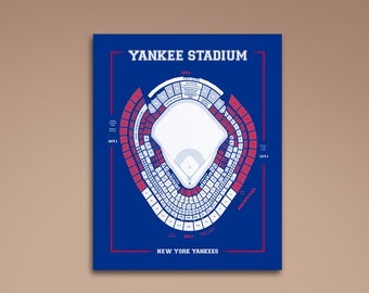 Print of New York  NY Yankee Stadium Seating Chart on Paper or Canvas, Man Cave Art, Dad gift, Groomsmen Gift, wall art, Home decore,