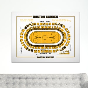 Vintage Print of Boston Garden Hockey Seating Chart on Photo Paper, Matte Paper, or Canvas