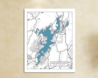 Lake Hopatcong New Jersey Map Art Print: Modern Style