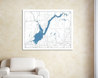 Sacandaga Lake, Michigan Map Print: Canvas, Matte, or Photo Paper