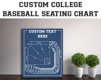 Custom College Baseball Seating Chart Art: Personalized Team Print
