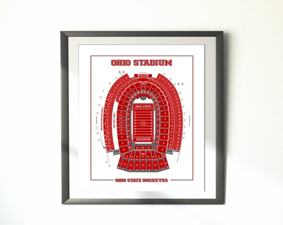 Vintage Style Print of Ohio Stadium on Photo Paper, Matte Paper, or Stretched Canvas.