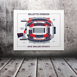 Vintage Gillette Stadium sittplatskarta Tryck: New England Patriots Konst