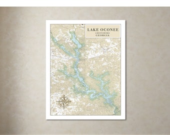 Lake Oconee Georgia Topographic Map Art Print