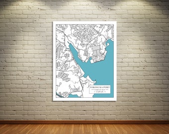 Yokosuka Japan Map Print: Tokyo Bay Art, Canvas or Paper