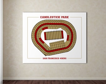Vintage Candlestick Park Seating Chart Print: San Francisco 49ers
