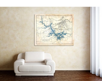 Antique Lake Hamilton, Arkansas Map Print: Canvas, Matte, or Photo Paper
