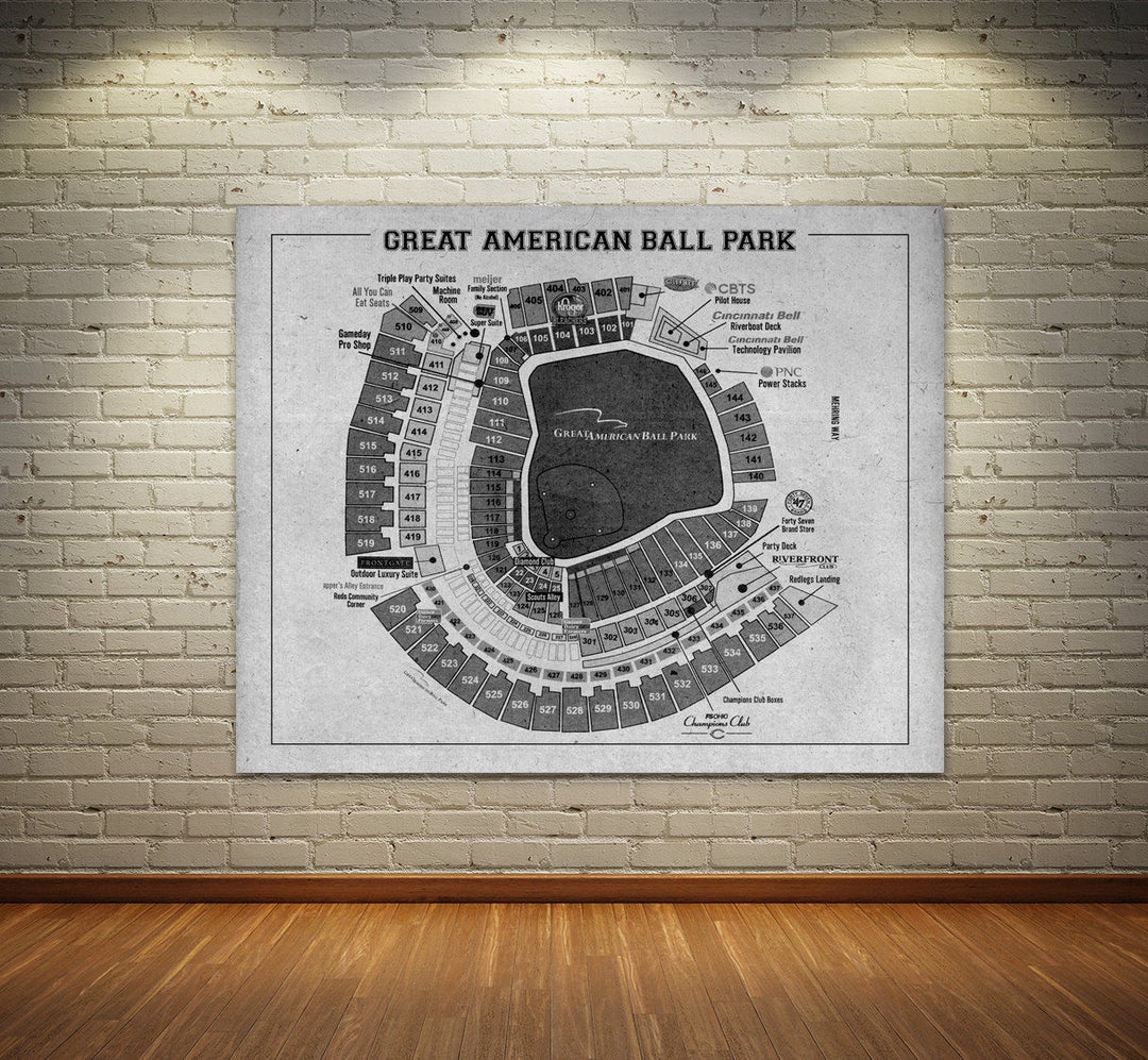 Vintage Cincinnati Reds Great American Ball Park Seating Chart