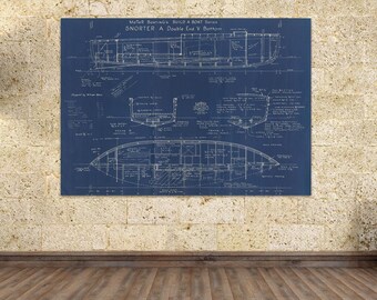 Vintage SNORTER Boat Blueprint Print: Motor Boating Series