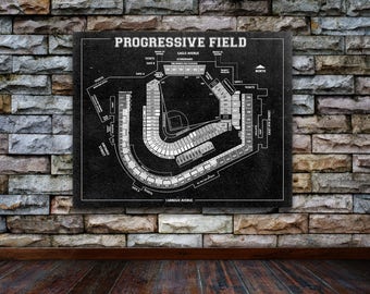 Print of Vintage Progressive Field Seating Chart Seating Chart on Photo Paper, Matte paper or Canvas