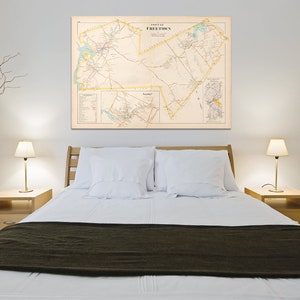 Antike Karte von Freetown Massachusetts auf Fotopapier, Matte Papier und Leinwand