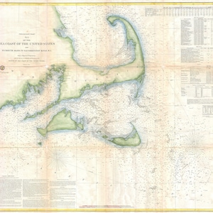 Antike Karte von Cape Cod Bay und New England Hafen auf Fotopapier, Matte Papier oder gespannte Leinwand