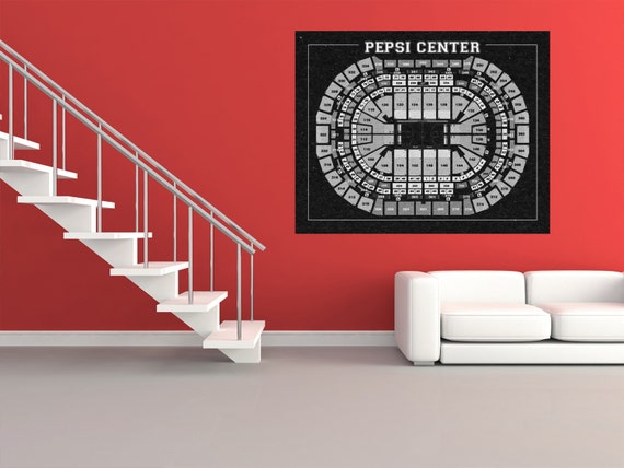 Vintage Print of Pepsi Center Seating Chart on Premium Photo Luster Paper Heavy Matte Paper, or Stretched Canvas. Free Shipping!