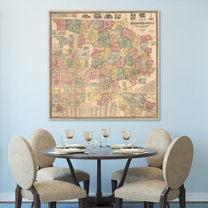Vintage Karte von Middelsex County, Massachusetts auf Fotopapier, Mattpapier oder gespannter Leinwand
