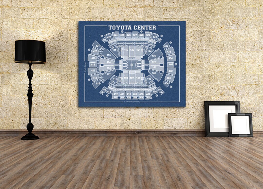 Vintage Print of Toyota Center Seating Chart on Premium