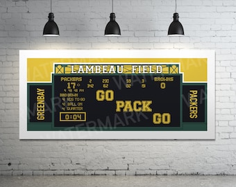 Custom Lambeau Field Scoreboard Print, Packers Wall Art
