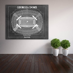 Impresión del plano de asientos del Georgia Dome vintage en papel fotográfico, papel mate o lienzo.