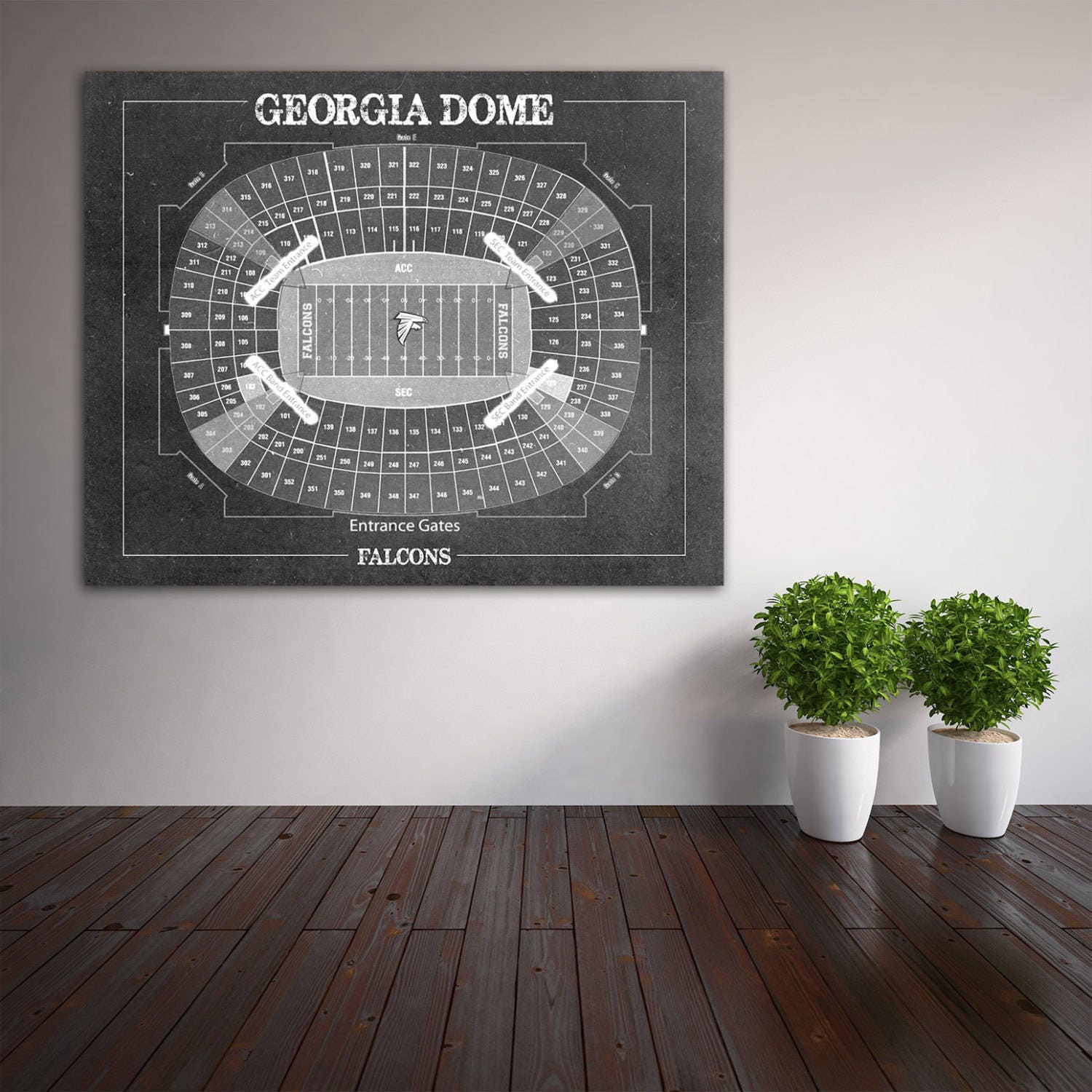 Print Of Vintage Georgia Dome Seating Chart Seating Chart On Photo Paper Matte Paper Or Canvas