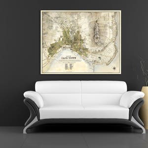 Print of Antique Map of Cape Town on Photo Paper Matte Paper or Stretched Canvas