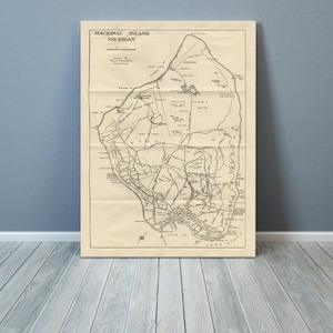 Stampa di una mappa antica delle isole Mackinac, Michigan, su carta fotografica, carta opaca o tela tesa