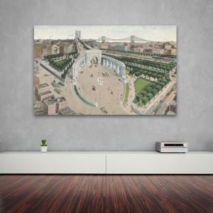 Impression ancienne de style vintage de l'approche du pont de Manhattan, New York City sur papier photo, papier mat ou toile tendue