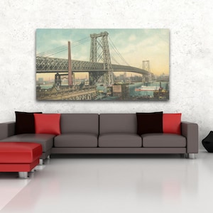 Impressão em estilo vintage antigo da ponte Williamsburg em papel fosco, papel fotográfico ou tela esticada