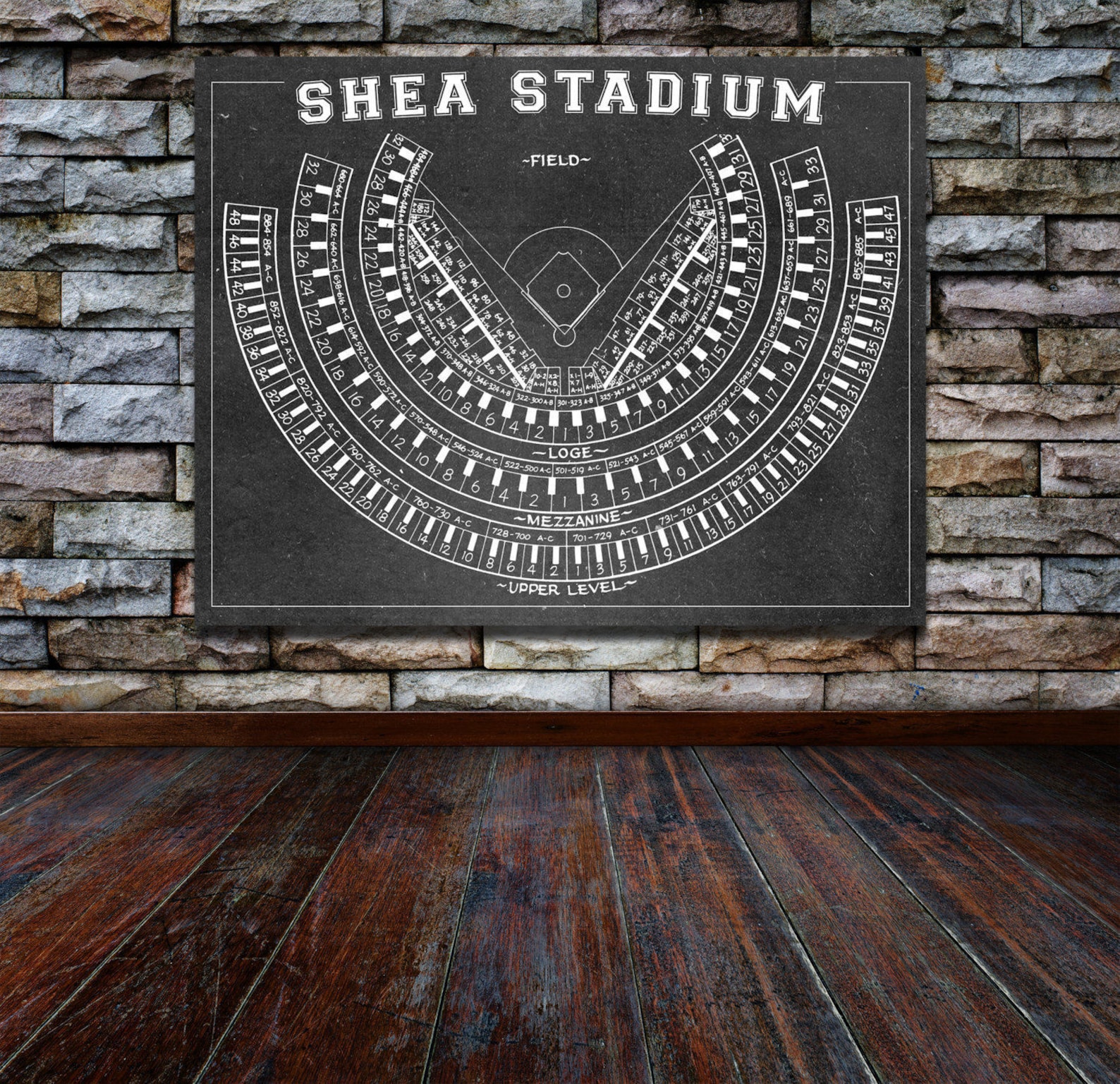 Print of Vintage Shea Stadium Seating Chart on Photo Paper Etsy
