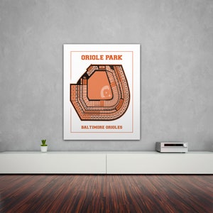 Print of Vintage Baltimore Orioles Park Baseball Seating Chart on Photo Paper, Matte paper or Stretched Canvas