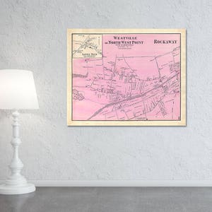 Impression de la carte antique de Rockaway Westville of Hempstead Long Island sur papier photo, papier mat ou toile tendue avec livraison gratuite