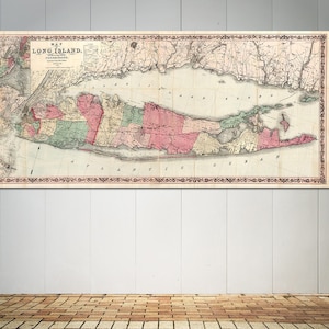 Impresión de un mapa antiguo de Long Island y la parte sur de Connecticut en papel fotográfico, papel mate o lienzo